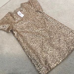 Gold bronze sequin dress girls XS gap NWT